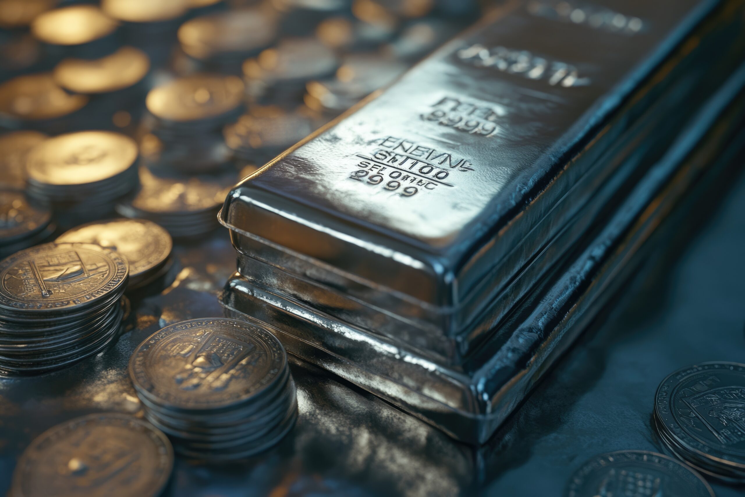 silver bars coins financial concept